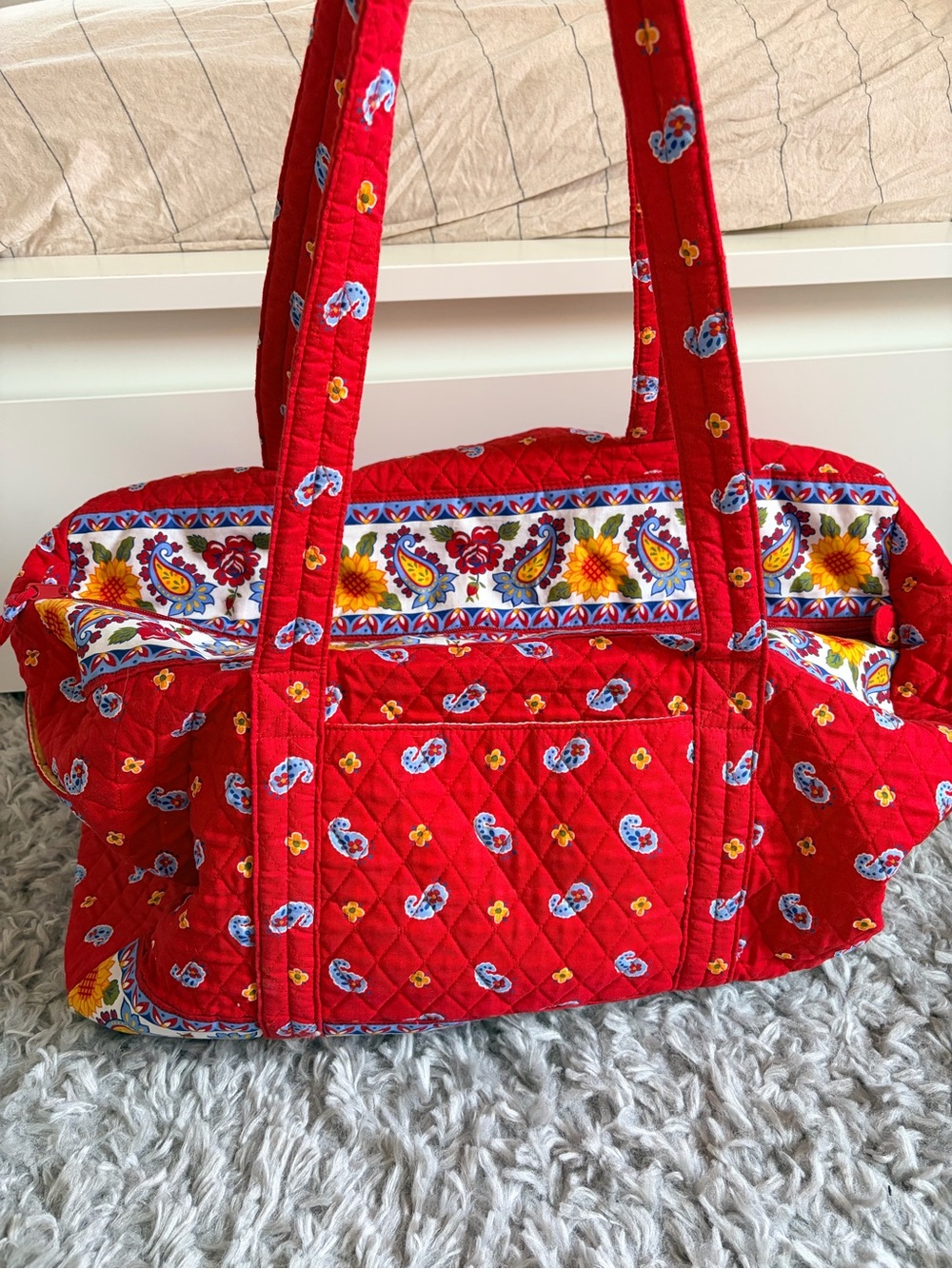 Vera Bradley Americana Red Paisley Large Duffel Bag-Rare